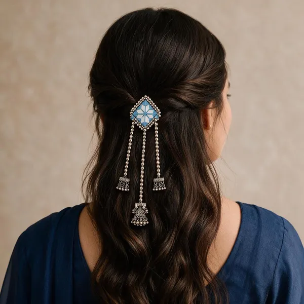 Traditional_Sky_Blue_Mirror_Work_Hair_Pin