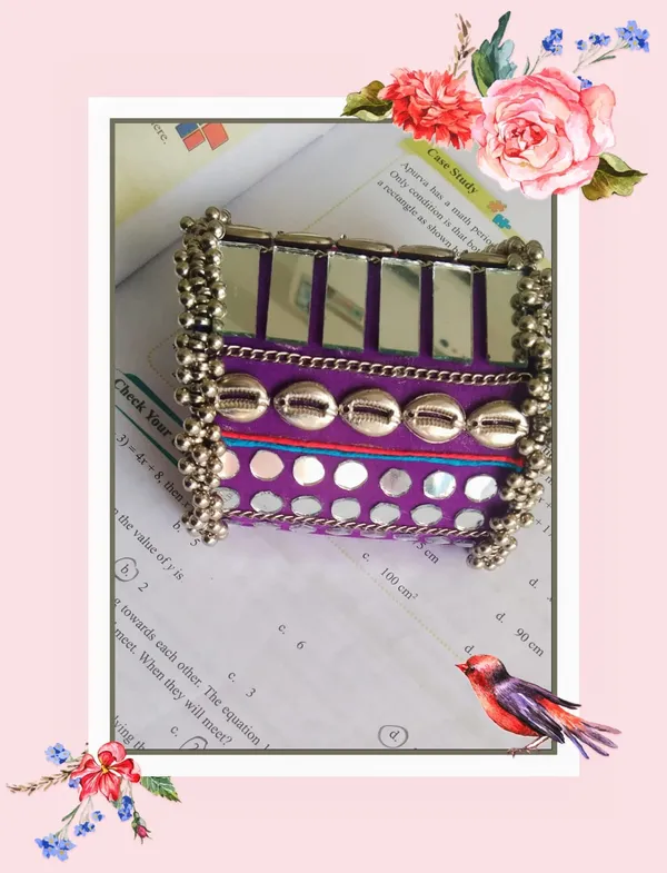 Purple_Navratri_Special_Traditional_Handcrafted__Handcuff_Kada_with_Mirror_&_Cowrie_Shell_Work