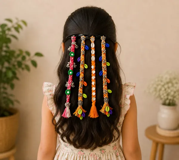 Handcrafted_Multicolour_Shell_&_Thread_Hair_Accessories_Set
