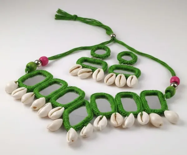 Green_cowrie_shell_Necklace_Set_For_Women