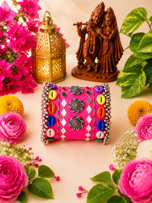 Navratri_Special_Traditional_Handcrafted_Handcuff_Kada_with_Mirror_&_Cowrie_Shell_Work