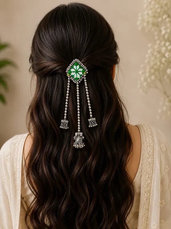 Traditional_Parrot_Green_Mirror_Work_Hair_Pin