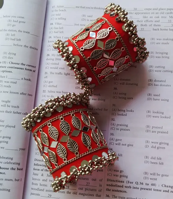 Red_Navratri_Special_Traditional_Handcrafted__Handcuff_Kada_with_Mirror_&_Cowrie_Shell_Work