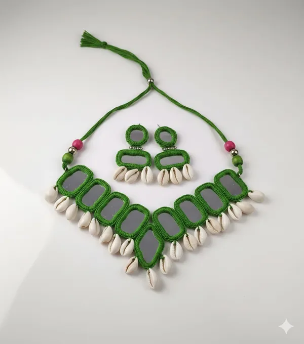 Green_cowrie_shell_Necklace_Set_For_Women