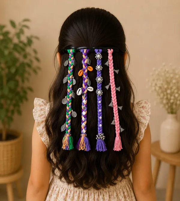 Handcrafted_Multicolour_Shell_&_Thread_Hair_Accessories_Set