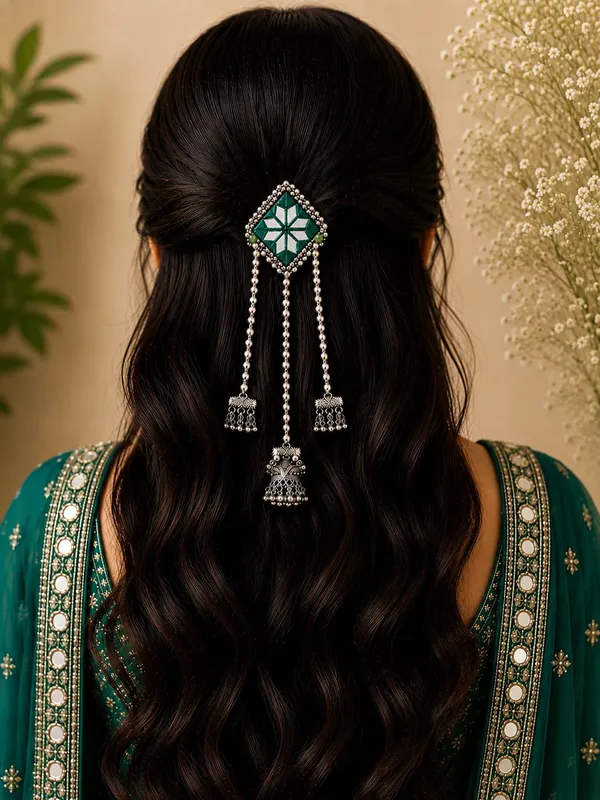 Traditional_Green_Mirror_Work_Hair_Pin