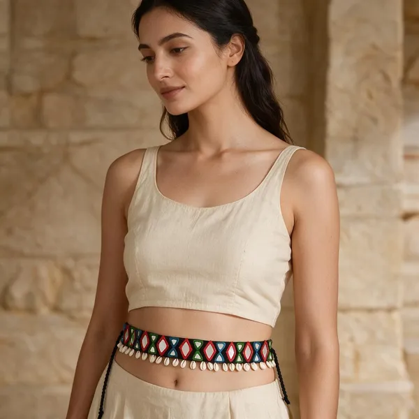 Navratri_Festive_Multicolor_Handmade_Embroidered_Cowrie_Shell_Waist_Belt