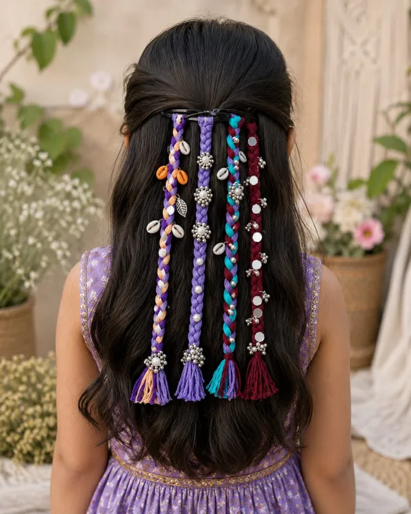 Handcrafted_Multicolour_Shell_&_Thread_Hair_Accessories_Set