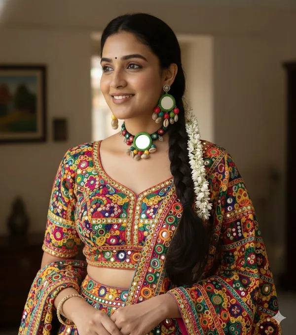 Multicolour_Mirror_Work_Necklace_And_Earrings_Set