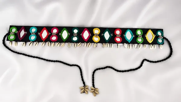 Navratri_Festive_Multicolor_Handmade_Embroidered_Cowrie_Shell_Waist_Belt