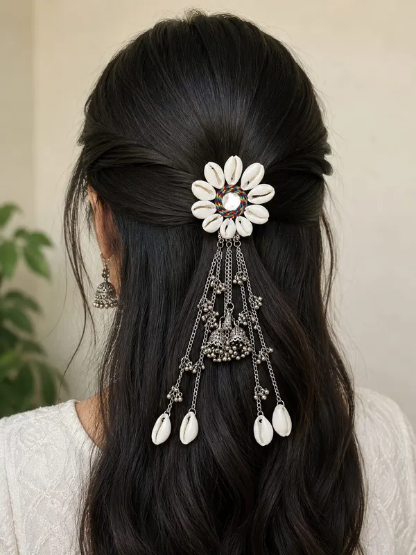 White_Shell_Floral_Hair_Pin_For_Women