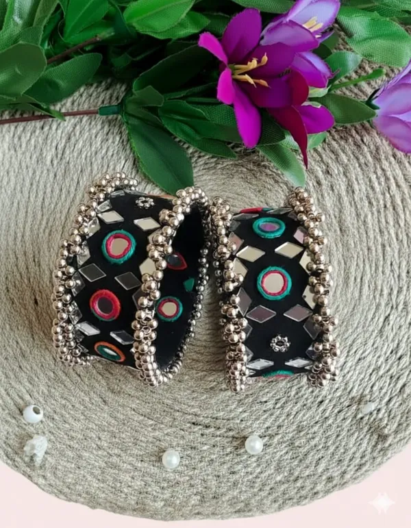 Navratri_Special_Traditional_Handcrafted_Handcuff_Kada_with_Mirror_&_Cowrie_Shell_Work