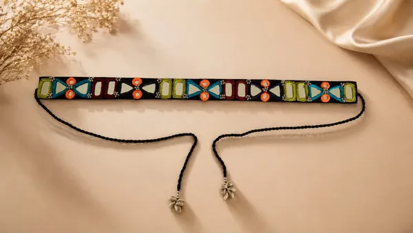 Navratri_Festive_Multicolor_Handmade_Embroidered_Cowrie_Shell_Waist_Belt