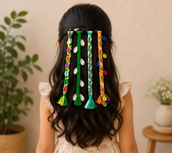 Handcrafted_Multicolour_Shell_&_Thread_Hair_Accessories_Set