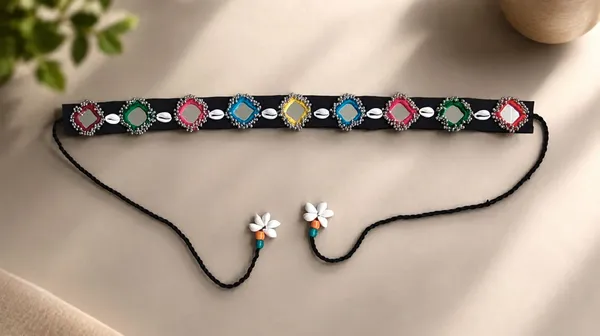 Navratri_Festive_Multicolor_Handmade_Embroidered_Cowrie_Shell_Waist_Belt