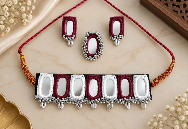 Handcrafted_White_&_Maroon_Ractangle_Mirror_Chokar_Necklace_Set_for_Women