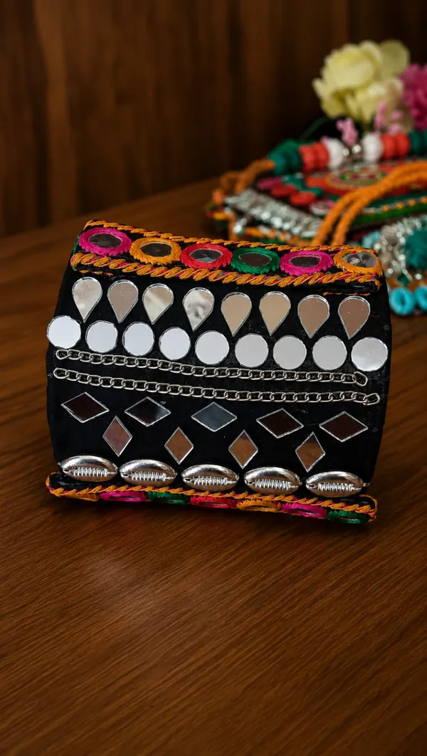 Navratri_Special_Traditional_Handcrafted_Handcuff_Kada_with_Mirror_&_Cowrie_Shell_Work