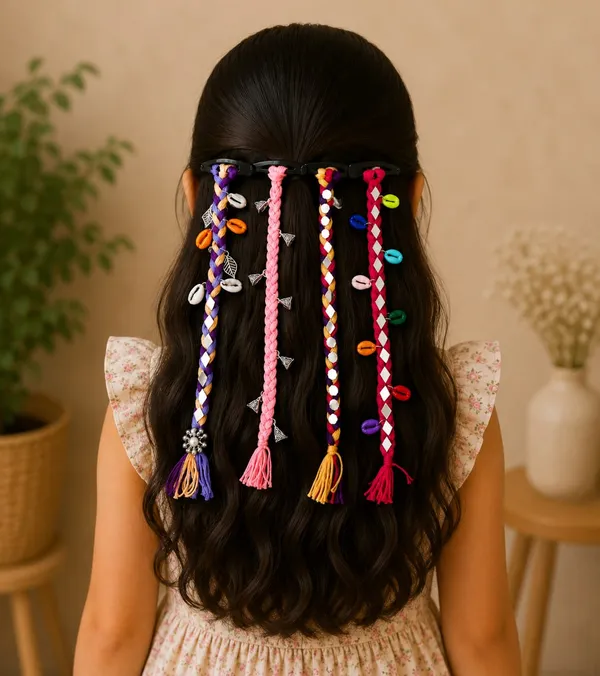 Handcrafted_Multicolour_Shell_&_Thread_Hair_Accessories_Set