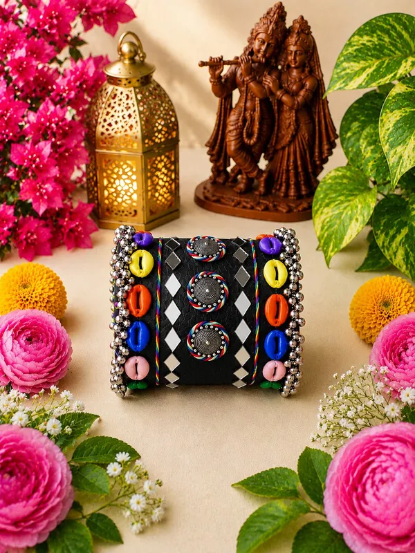 Navratri_Special_Traditional_Handcrafted_Handcuff_Kada_with_Mirror_&_Cowrie_Shell_Work