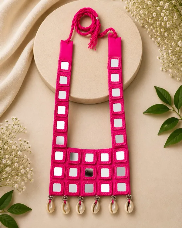 Pink_Thread_Geometric_Statement_Necklace_for_Women