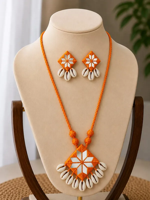 Orange_Geometric_Mirror_Shell_Jewellery_Set_for_Women