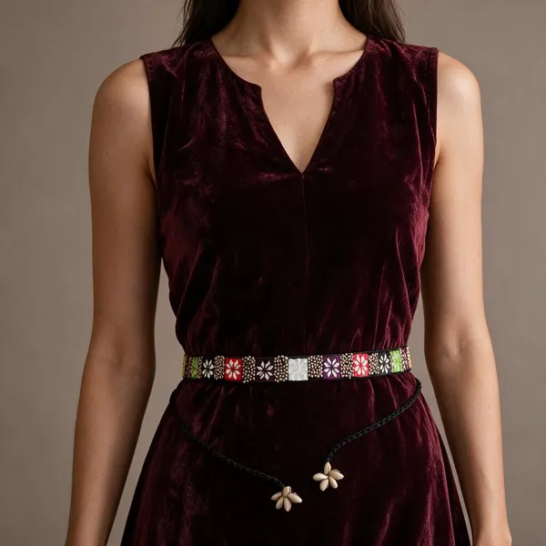 Navratri_Festive_Multicolor_Handmade_Embroidered_Cowrie_Shell_Waist_Belt