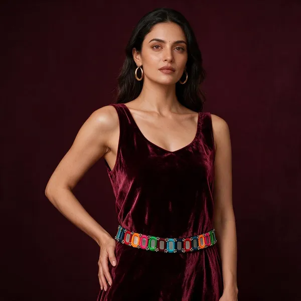 Navratri_Festive_Multicolor_Handmade_Embroidered_Cowrie_Shell_Waist_Belt