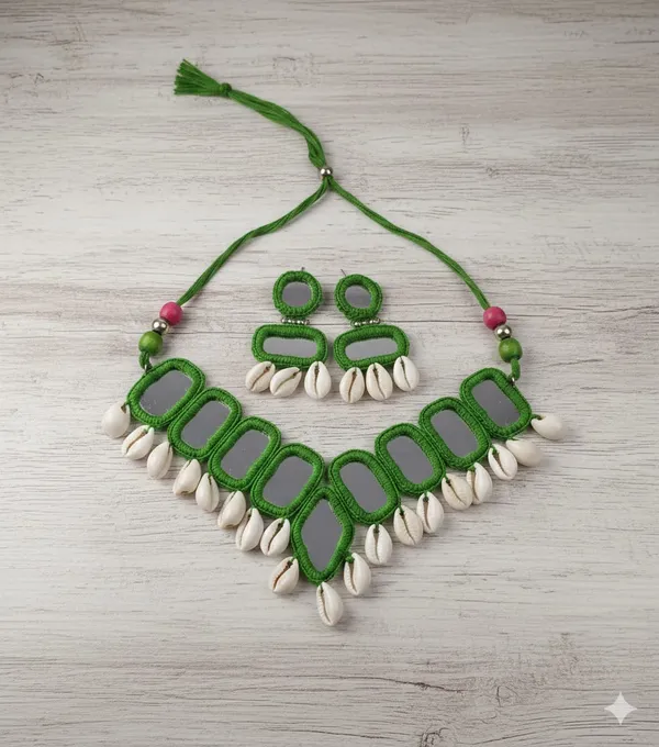 Green_cowrie_shell_Necklace_Set_For_Women