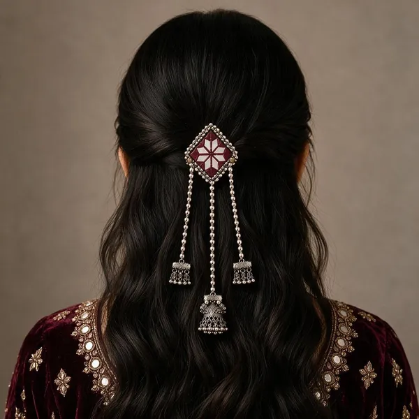 Traditional_Maroon_Mirror_Work_Hair_Pin