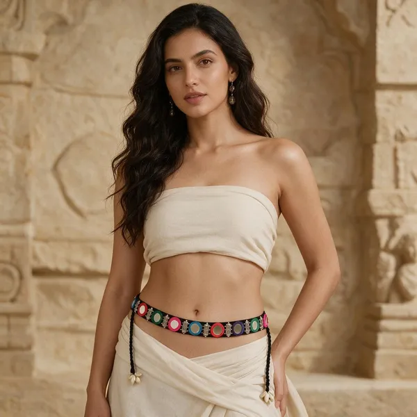 Navratri_Festive_Multicolor_Handmade_Embroidered_Cowrie_Shell_Waist_Belt