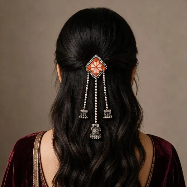 Traditional_Orange_Mirror_Work_Hair_Pin