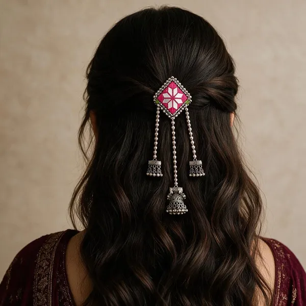 Traditional_Pink_Mirror_Work_Hair_Pin