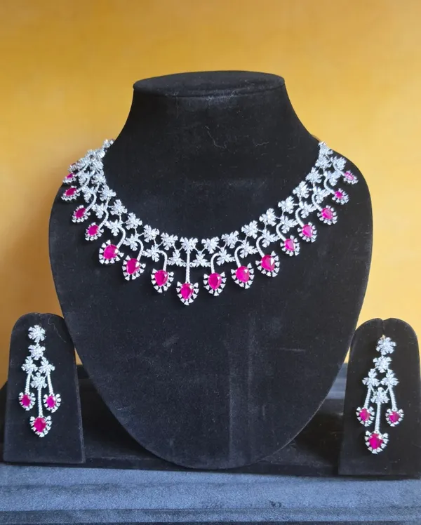 Pink_&_Silver_Stainless_Steel_Necklace_For_Women