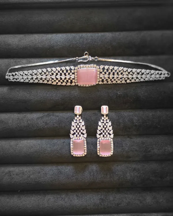 Pink_&_Silver_Stainless_Steel_Necklace_For_Women