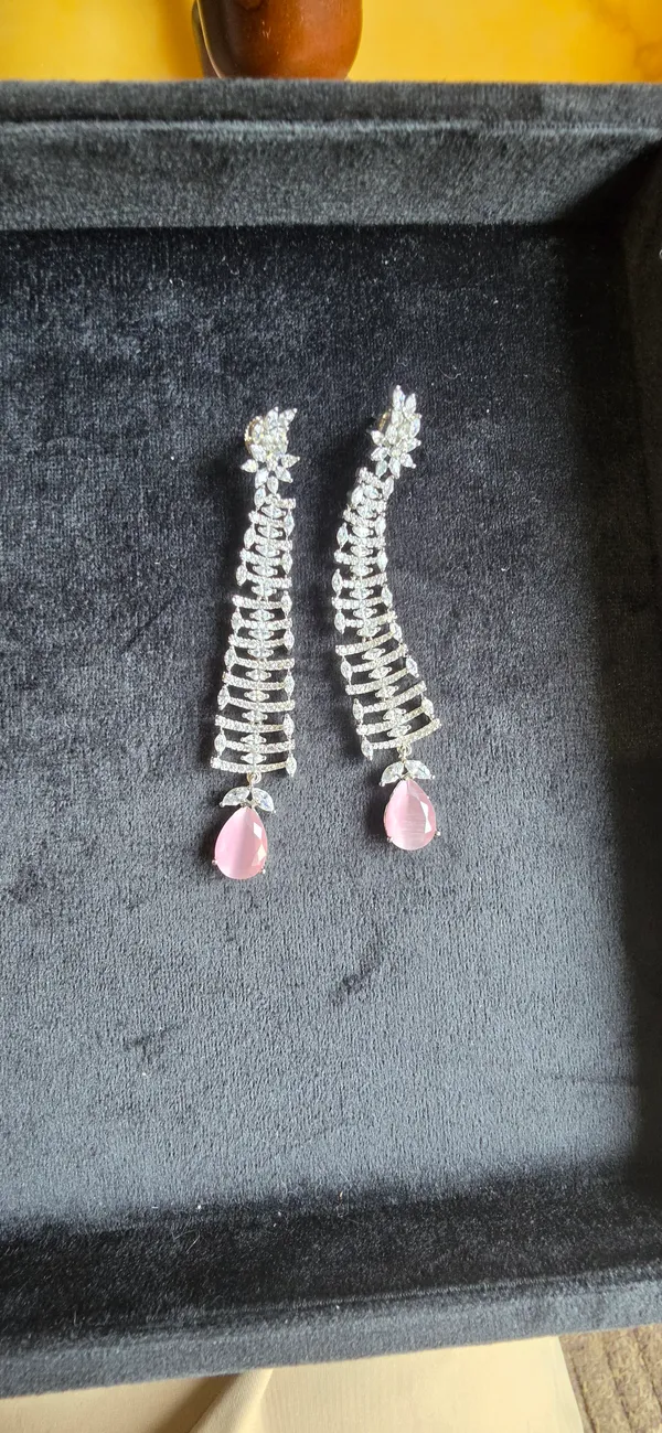 Pink_&_Silver_Stainless_Steel_Earrings_For_Women