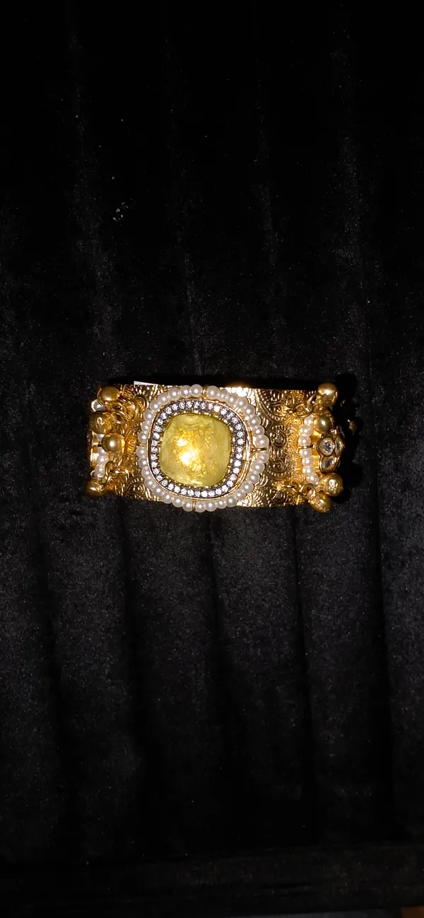 Gold_&_White_Brass_Bracelet_For_Women