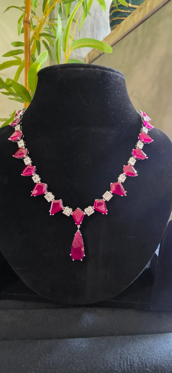 Pink_&_Silver_Stainless_Steel_Necklace_For_Women