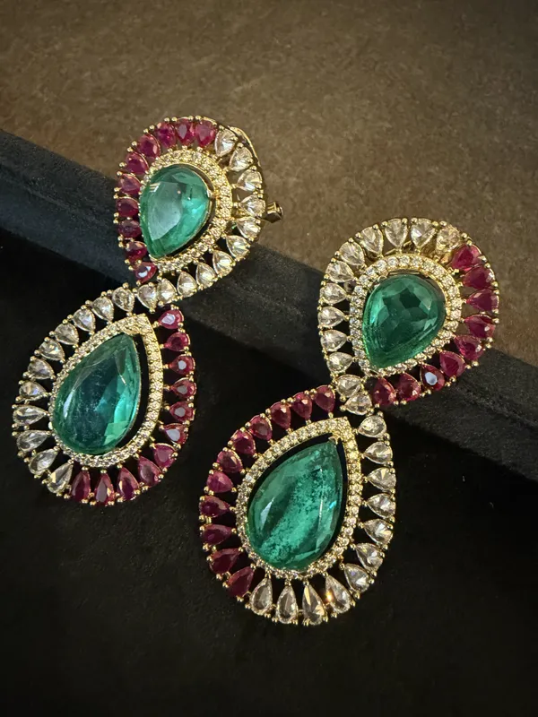 Green_&_Gold_Stainless_Steel_Earrings_For_Women