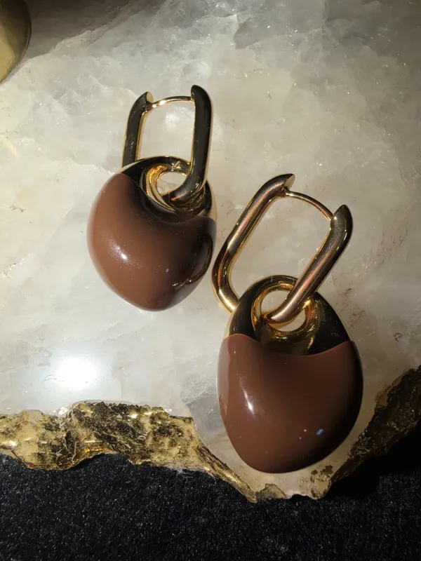 Gold_&_Brown_Stainless_Steel_Earrings_For_Women