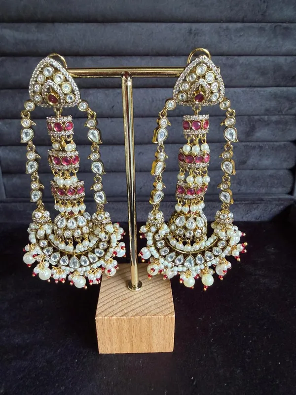 Gold_&_Red_Brass_Earrings_For_Women
