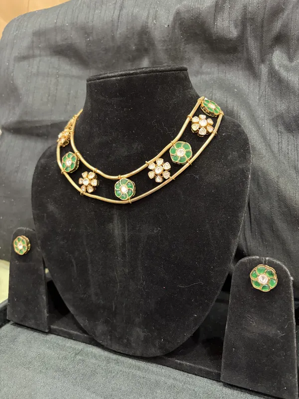 Green_&_Gold_Brass_Necklace_Set_For_Women