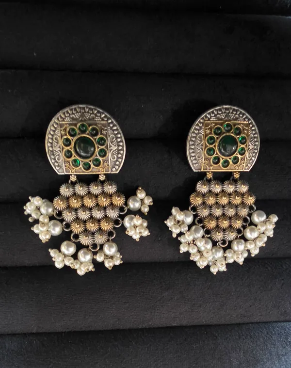 Green_&_White_Brass_Earrings_For_Women