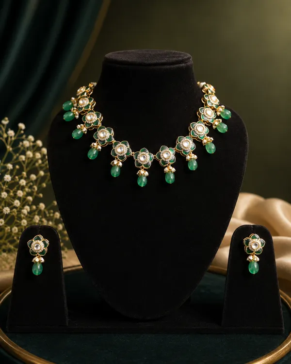 Green_&_Gold_Stainless_Steel_Necklace_For_Women
