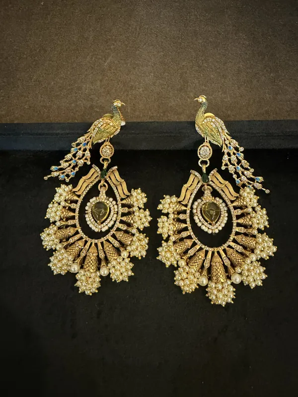 Gold_&_White_Brass_Earrings_For_Women