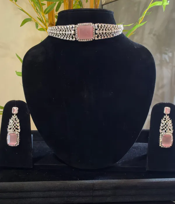 Pink_&_Silver_Stainless_Steel_Necklace_For_Women