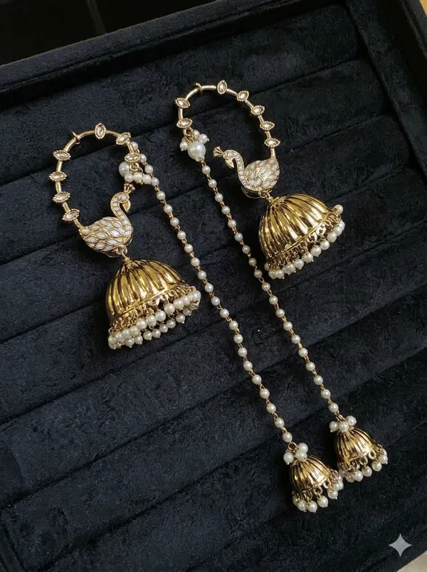 Gold_&_White_Brass_Earrings_For_Women