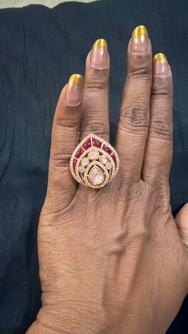 Gold_&_Red_Brass_Rings_For_Women