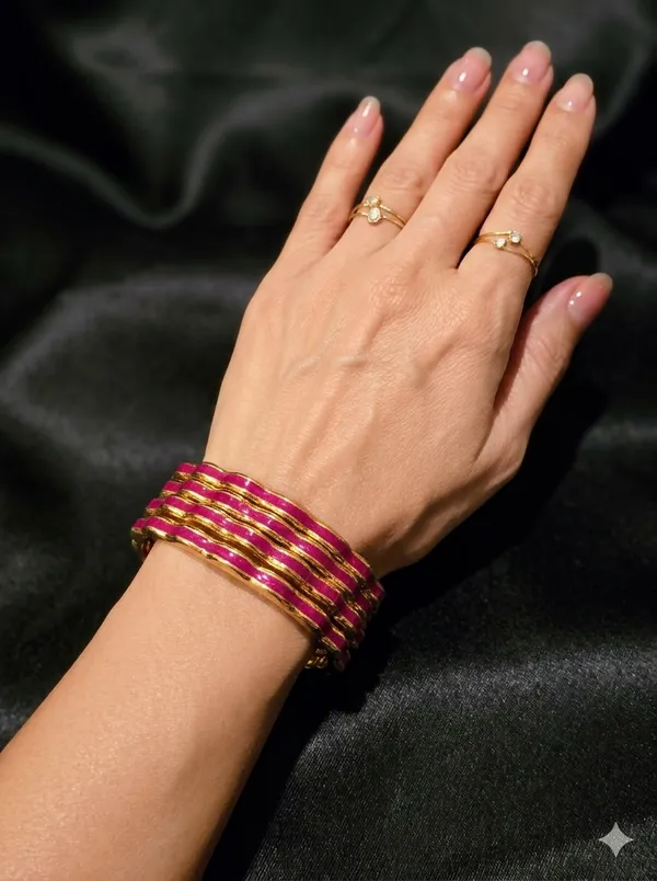 Gold_&_Pink_Stainless_Steel_Bracelet_For_Women