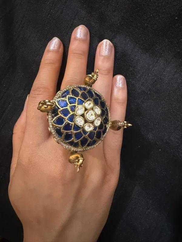 Blue_&_Gold_Brass_Rings_For_Women