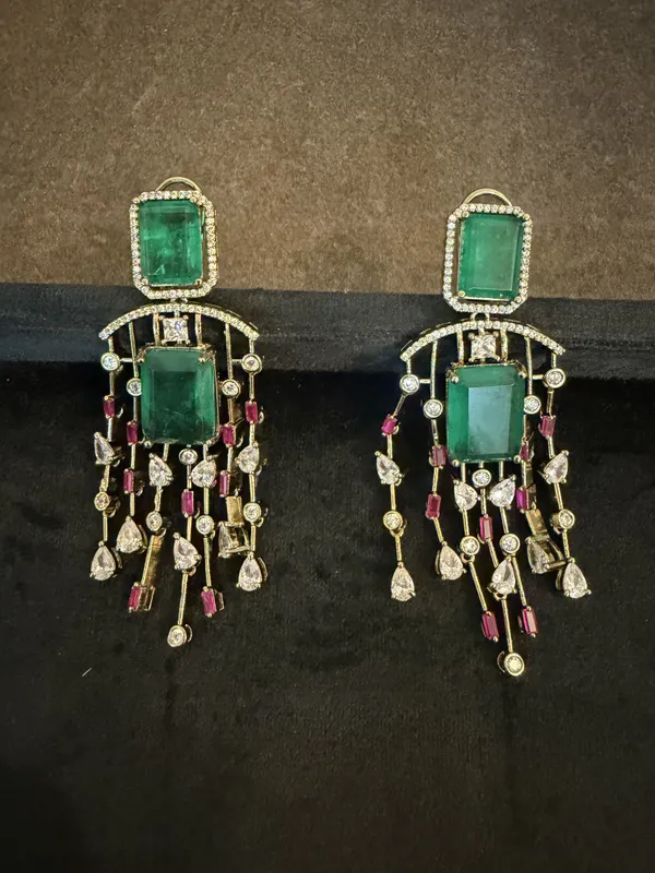 Green_&_Gold_Stainless_Steel_Earrings_For_Women